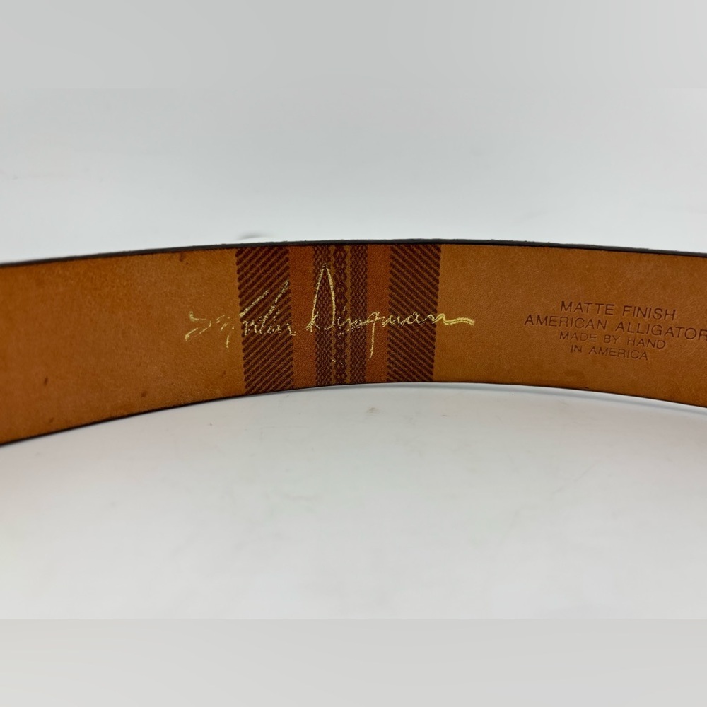 Martin Dingman Genuine Alligator Grain Calfskin Brown 42" Belt Hand Made in USA - Picture 7 of 12